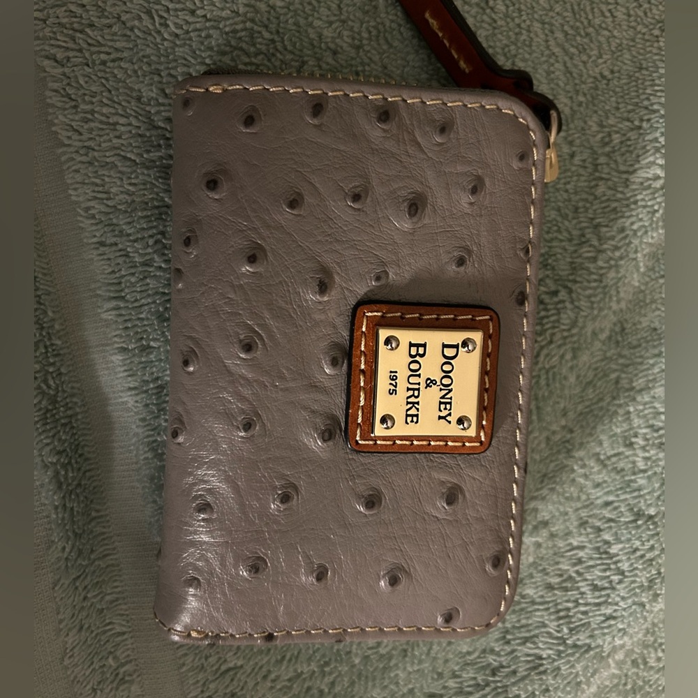 Dooney & Bourke Ostrich Large Zip Around Credit Card Case
